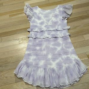 LoveShackFancy Lavender and White Ruffle Mini Dress